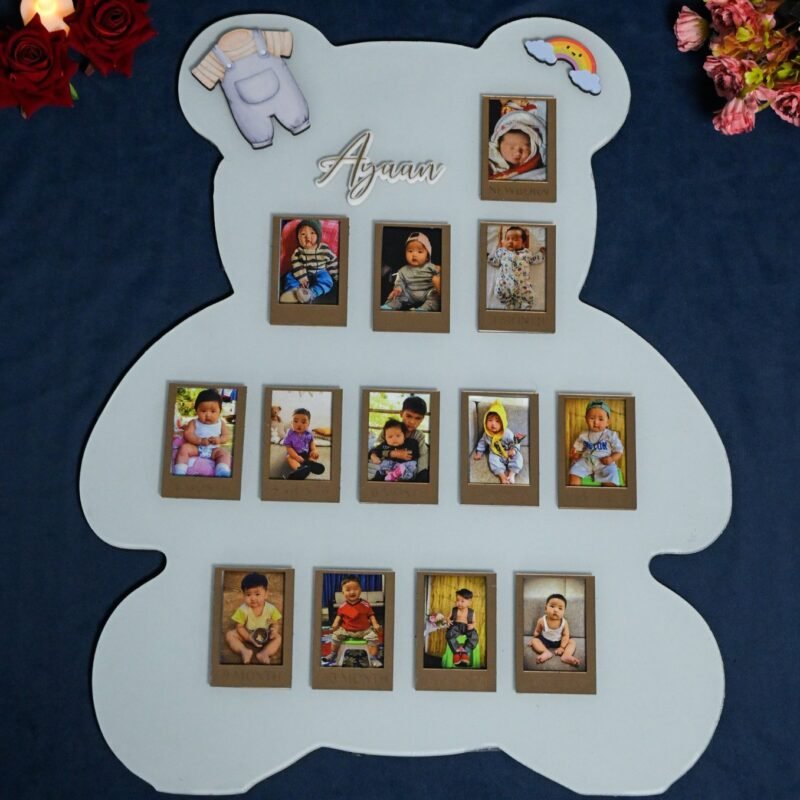baby photo board teddy shape